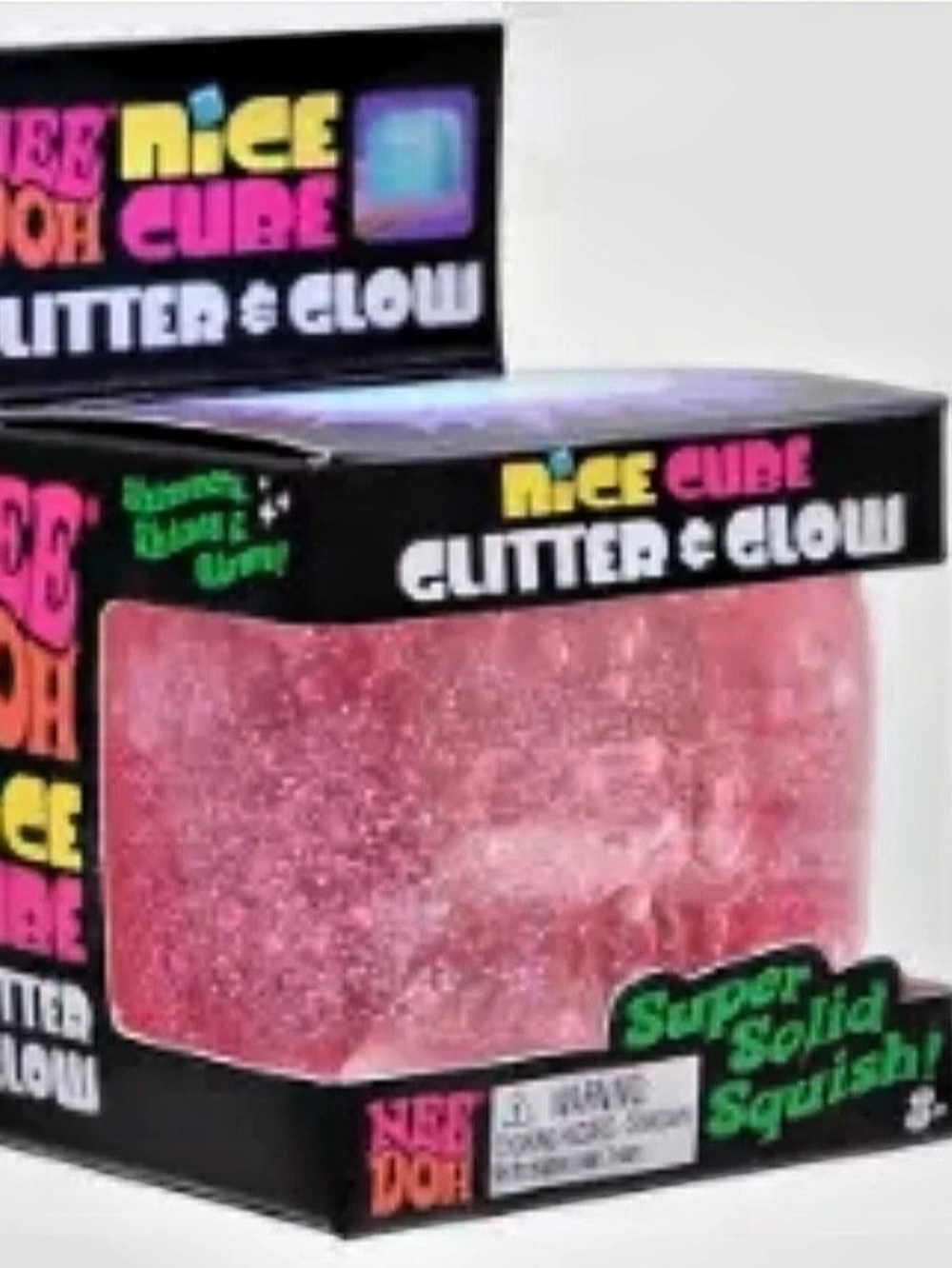 Schylling NeeDoh Nice Cube Glitter & Glow Glitter & Glow Squish Toy Pink NWT